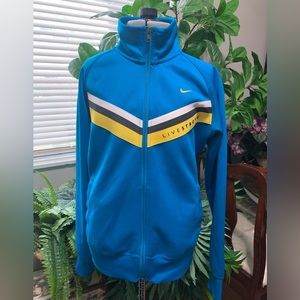 Nike Livestrong men's blue jacket sz L yellow logo & trim